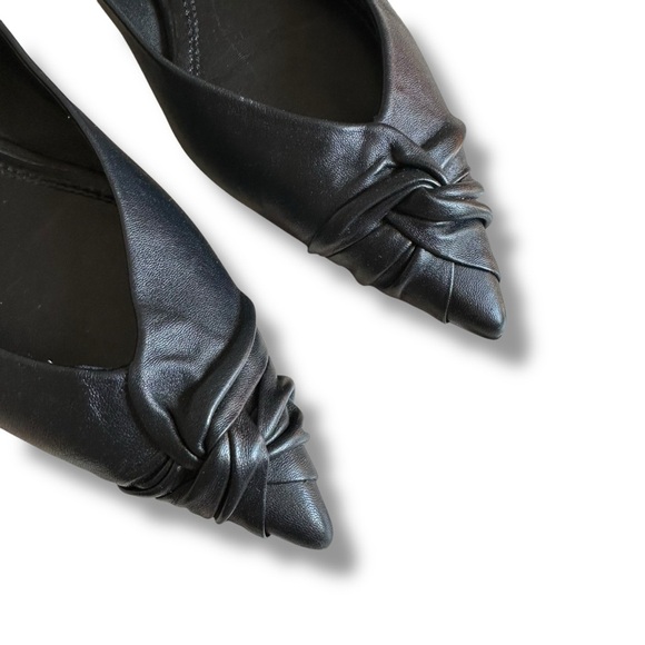 Maje Ballerina Black Leather Pointy Toe Flats Size 40 US 9.5 - Picture 6 of 9